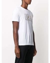 weißes bedrucktes T-Shirt mit einem Rundhalsausschnitt von Ea7 Emporio Armani