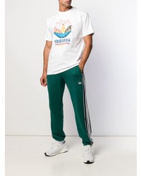 weißes bedrucktes T-Shirt mit einem Rundhalsausschnitt von adidas