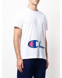 weißes bedrucktes T-Shirt mit einem Rundhalsausschnitt von Champion