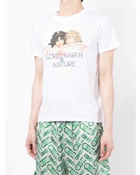 weißes bedrucktes T-Shirt mit einem Rundhalsausschnitt von Fiorucci