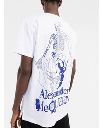 weißes bedrucktes T-Shirt mit einem Rundhalsausschnitt von Alexander McQueen