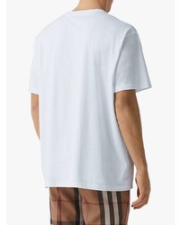 weißes bedrucktes T-Shirt mit einem Rundhalsausschnitt von Burberry