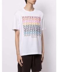 weißes bedrucktes T-Shirt mit einem Rundhalsausschnitt von Mastermind World