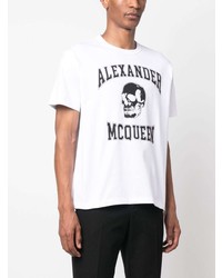 weißes bedrucktes T-Shirt mit einem Rundhalsausschnitt von Alexander McQueen