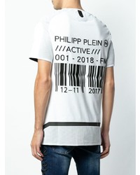 weißes bedrucktes T-Shirt mit einem Rundhalsausschnitt von Philipp Plein