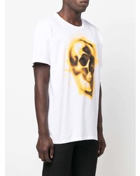 weißes bedrucktes T-Shirt mit einem Rundhalsausschnitt von Alexander McQueen