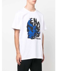 weißes bedrucktes T-Shirt mit einem Rundhalsausschnitt von Alexander McQueen