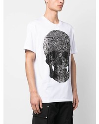 weißes bedrucktes T-Shirt mit einem Rundhalsausschnitt von Philipp Plein