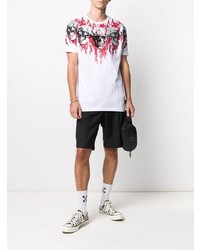 weißes bedrucktes T-Shirt mit einem Rundhalsausschnitt von Philipp Plein