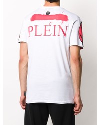 weißes bedrucktes T-Shirt mit einem Rundhalsausschnitt von Philipp Plein