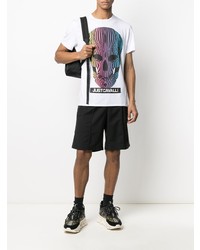 weißes bedrucktes T-Shirt mit einem Rundhalsausschnitt von Just Cavalli