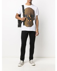 weißes bedrucktes T-Shirt mit einem Rundhalsausschnitt von Just Cavalli