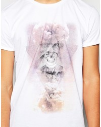 weißes bedrucktes T-Shirt mit einem Rundhalsausschnitt von Rock & Religion