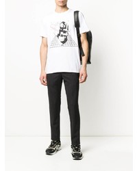 weißes bedrucktes T-Shirt mit einem Rundhalsausschnitt von Just Cavalli