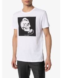 weißes bedrucktes T-Shirt mit einem Rundhalsausschnitt von Alexander McQueen