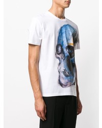 weißes bedrucktes T-Shirt mit einem Rundhalsausschnitt von Alexander McQueen