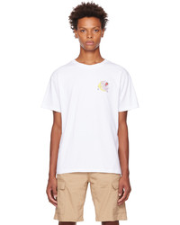 weißes bedrucktes T-Shirt mit einem Rundhalsausschnitt von Sky High Farm Workwear