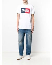 weißes bedrucktes T-Shirt mit einem Rundhalsausschnitt von Tommy Jeans