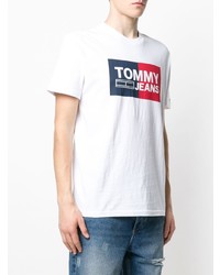 weißes bedrucktes T-Shirt mit einem Rundhalsausschnitt von Tommy Jeans