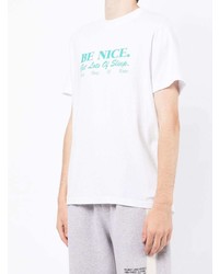 weißes bedrucktes T-Shirt mit einem Rundhalsausschnitt von Sporty & Rich