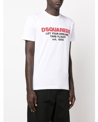 weißes bedrucktes T-Shirt mit einem Rundhalsausschnitt von DSQUARED2