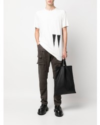 weißes bedrucktes T-Shirt mit einem Rundhalsausschnitt von Rick Owens DRKSHDW