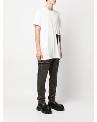 weißes bedrucktes T-Shirt mit einem Rundhalsausschnitt von Rick Owens DRKSHDW