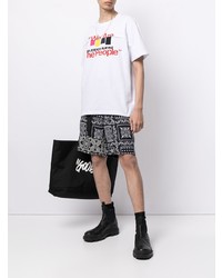 weißes bedrucktes T-Shirt mit einem Rundhalsausschnitt von Sacai