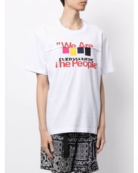 weißes bedrucktes T-Shirt mit einem Rundhalsausschnitt von Sacai