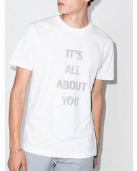 weißes bedrucktes T-Shirt mit einem Rundhalsausschnitt von Helmut Lang