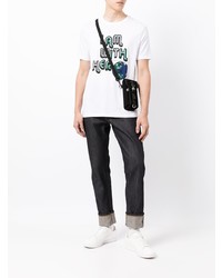 weißes bedrucktes T-Shirt mit einem Rundhalsausschnitt von Armani Exchange