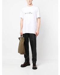 weißes bedrucktes T-Shirt mit einem Rundhalsausschnitt von MSGM