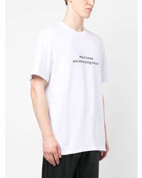 weißes bedrucktes T-Shirt mit einem Rundhalsausschnitt von MSGM