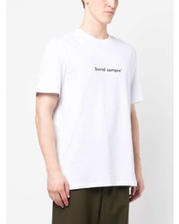 weißes bedrucktes T-Shirt mit einem Rundhalsausschnitt von MSGM