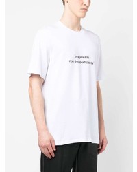 weißes bedrucktes T-Shirt mit einem Rundhalsausschnitt von MSGM