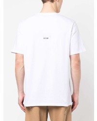 weißes bedrucktes T-Shirt mit einem Rundhalsausschnitt von MSGM