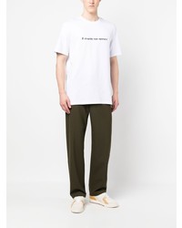 weißes bedrucktes T-Shirt mit einem Rundhalsausschnitt von MSGM