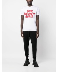 weißes bedrucktes T-Shirt mit einem Rundhalsausschnitt von DSQUARED2