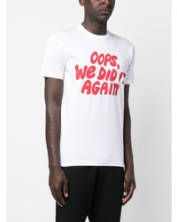 weißes bedrucktes T-Shirt mit einem Rundhalsausschnitt von DSQUARED2