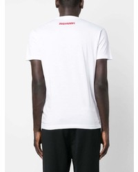 weißes bedrucktes T-Shirt mit einem Rundhalsausschnitt von DSQUARED2