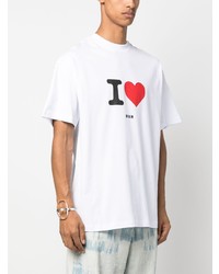 weißes bedrucktes T-Shirt mit einem Rundhalsausschnitt von MSGM