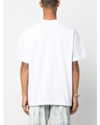 weißes bedrucktes T-Shirt mit einem Rundhalsausschnitt von MSGM