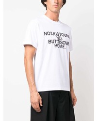 weißes bedrucktes T-Shirt mit einem Rundhalsausschnitt von Sacai