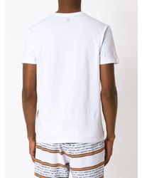 weißes bedrucktes T-Shirt mit einem Rundhalsausschnitt von Amir Slama