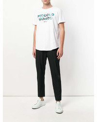 weißes bedrucktes T-Shirt mit einem Rundhalsausschnitt von Christian Pellizzari