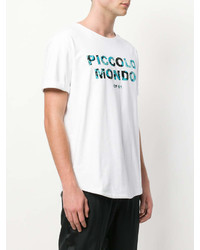 weißes bedrucktes T-Shirt mit einem Rundhalsausschnitt von Christian Pellizzari