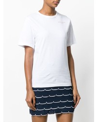 weißes bedrucktes T-Shirt mit einem Rundhalsausschnitt von Sonia Rykiel
