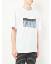 weißes bedrucktes T-Shirt mit einem Rundhalsausschnitt von MSGM