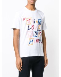 weißes bedrucktes T-Shirt mit einem Rundhalsausschnitt von Love Moschino