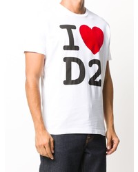 weißes bedrucktes T-Shirt mit einem Rundhalsausschnitt von DSQUARED2